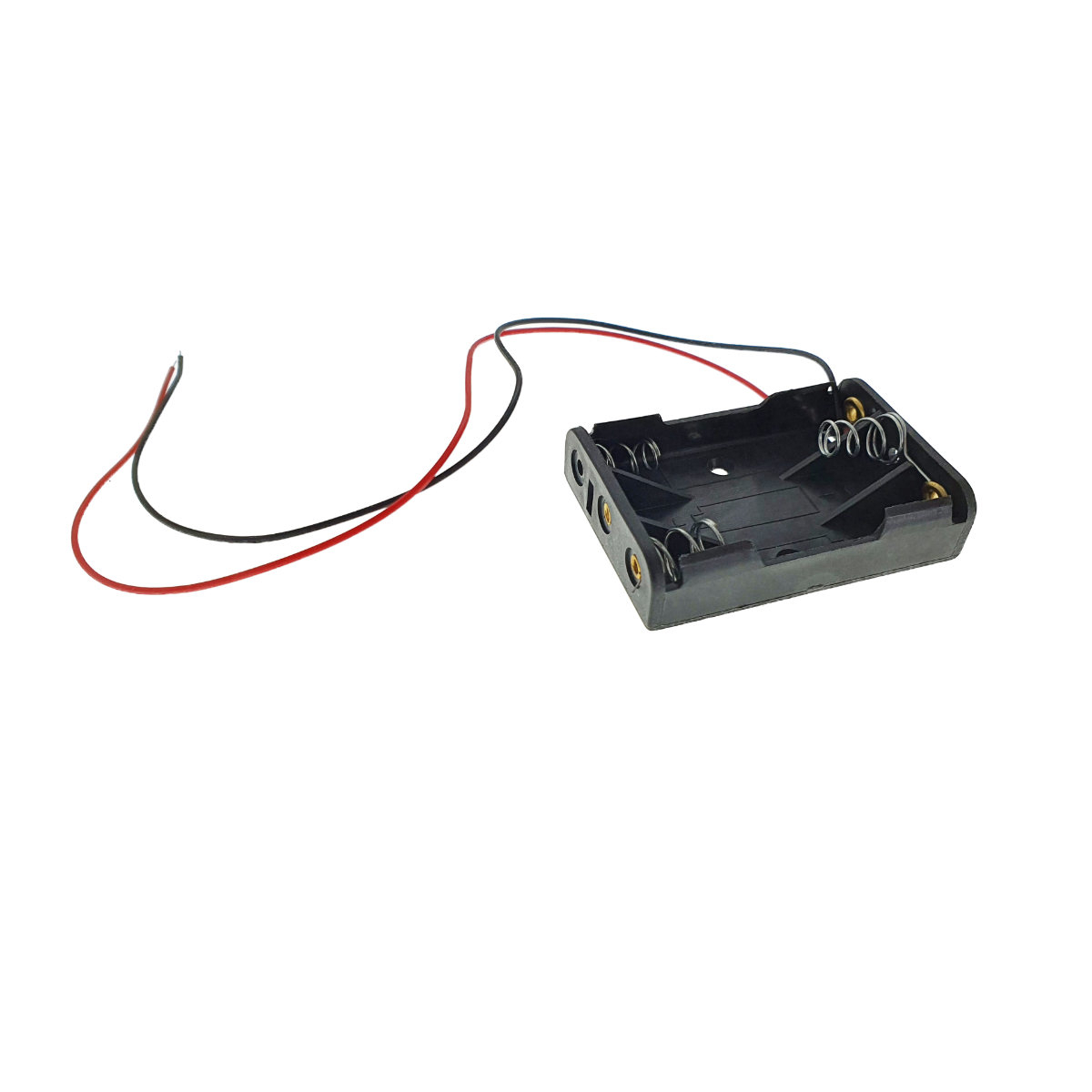 Carcasa cu suport si conectori cu 2 fire, pentru 3 baterii tip AAA R3, din plastic negru [1]