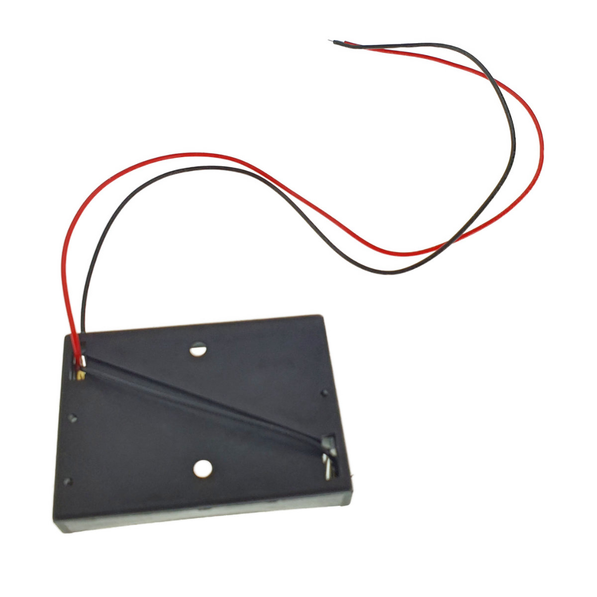 Carcasa cu suport si conectori cu 2 fire, pentru 3 baterii tip AAA R3, din plastic negru [4]