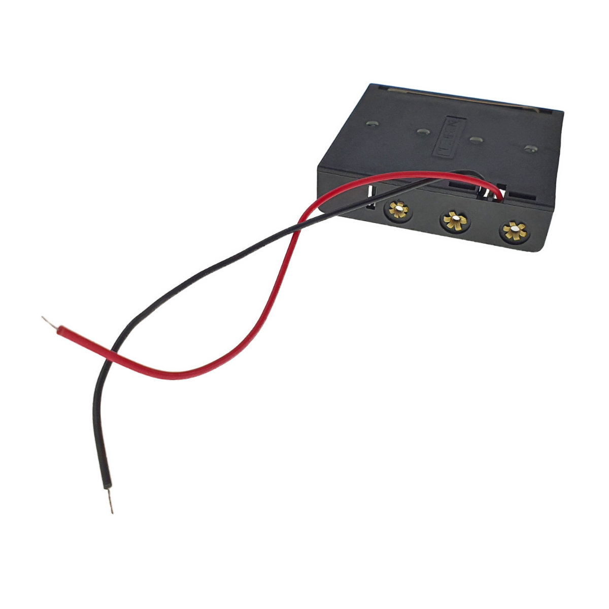 Carcasa cu suport si conectori cu 2 fire, pentru 4 baterii tip AA R6, din plastic negru [4]