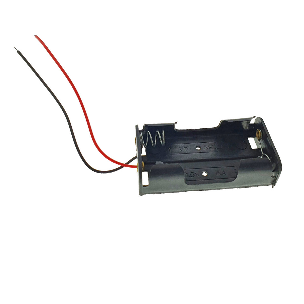Carcasa cu suport si conectori cu 2 fire, pentru doua baterii tip AA R6, din plastic negru [5]