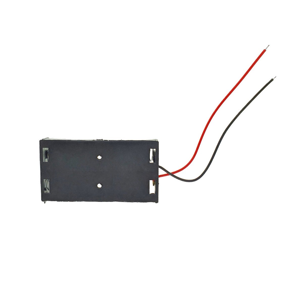 Carcasa cu suport si conectori cu 2 fire, pentru doua baterii tip AA R6, din plastic negru [8]