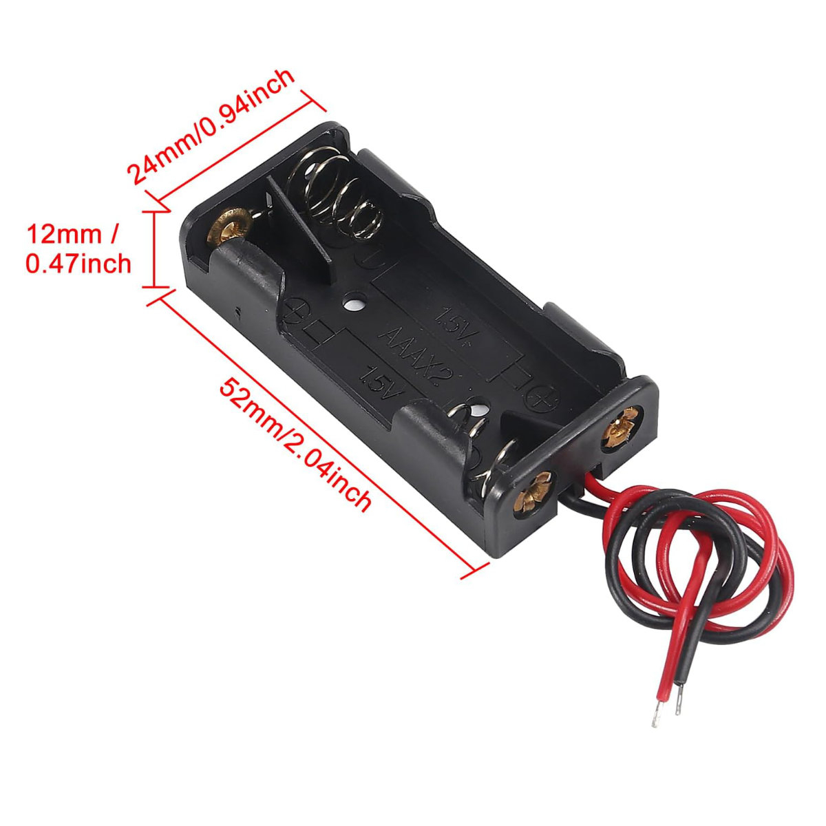 Suport Baterii 2xAAA R03 Fara Capac, cu Fire - Alimentare 3V Proiecte Electronice DIY Jucarii Montaj in Carcasa 52x24mm [5]