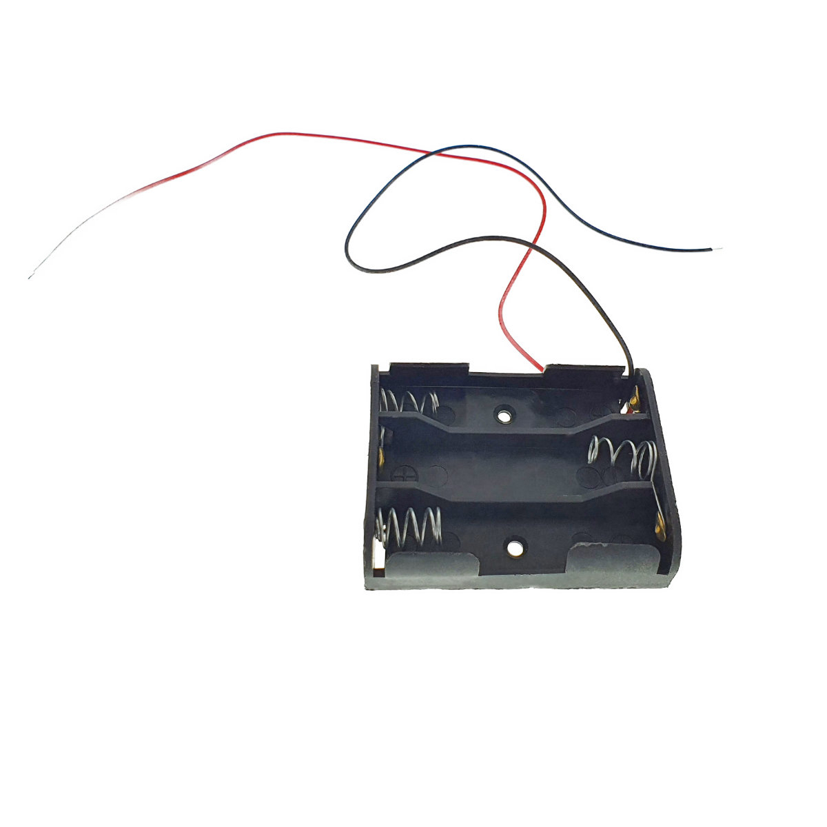 Carcasa cu suport si conectori cu 2 fire, pentru doua baterii tip AAA R3, din plastic negru [7]