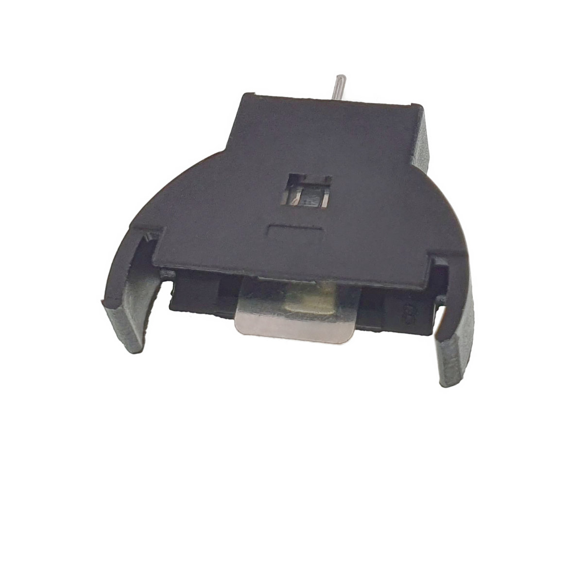 Carcasa cu suport si conectori cu 2 pini pozitivi si un pin negativ, pentru baterie CR2032, 23x21x6mm, din plastic negru [5]
