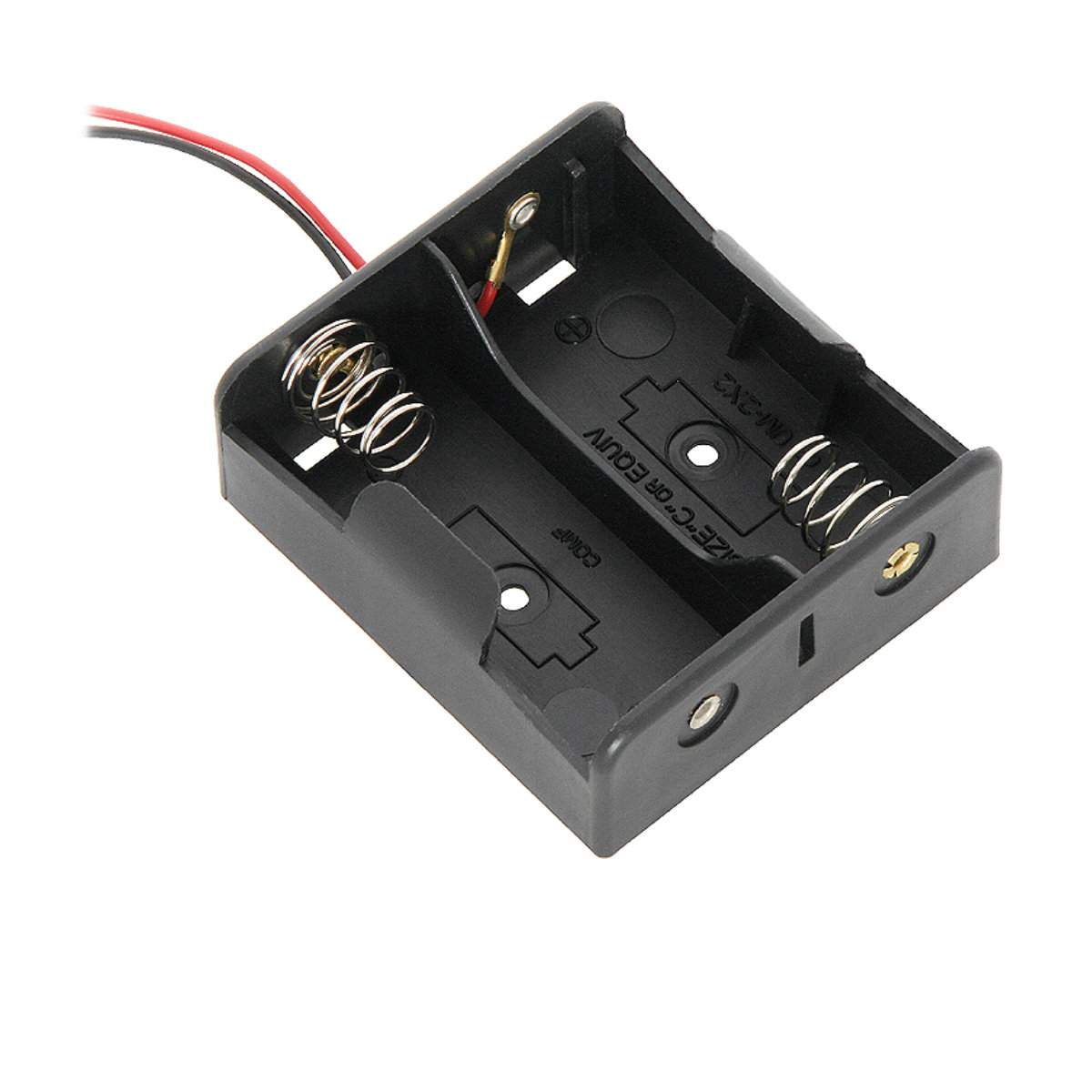 Carcasa suport pentru 2 baterii tip R14/C, PR-3867-04869, conectori cu 2 fire, neagra [1]