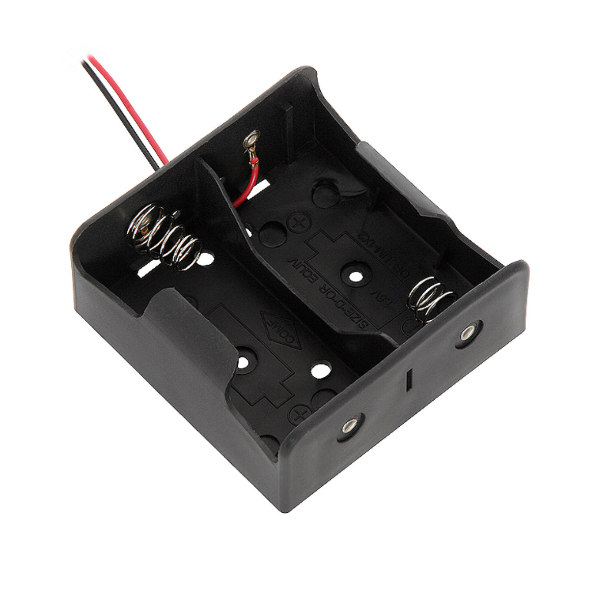 Carcasa suport pentru 2 baterii tip R20/D, PR-3869-04870, conectori cu 2 fire, neagra [1]