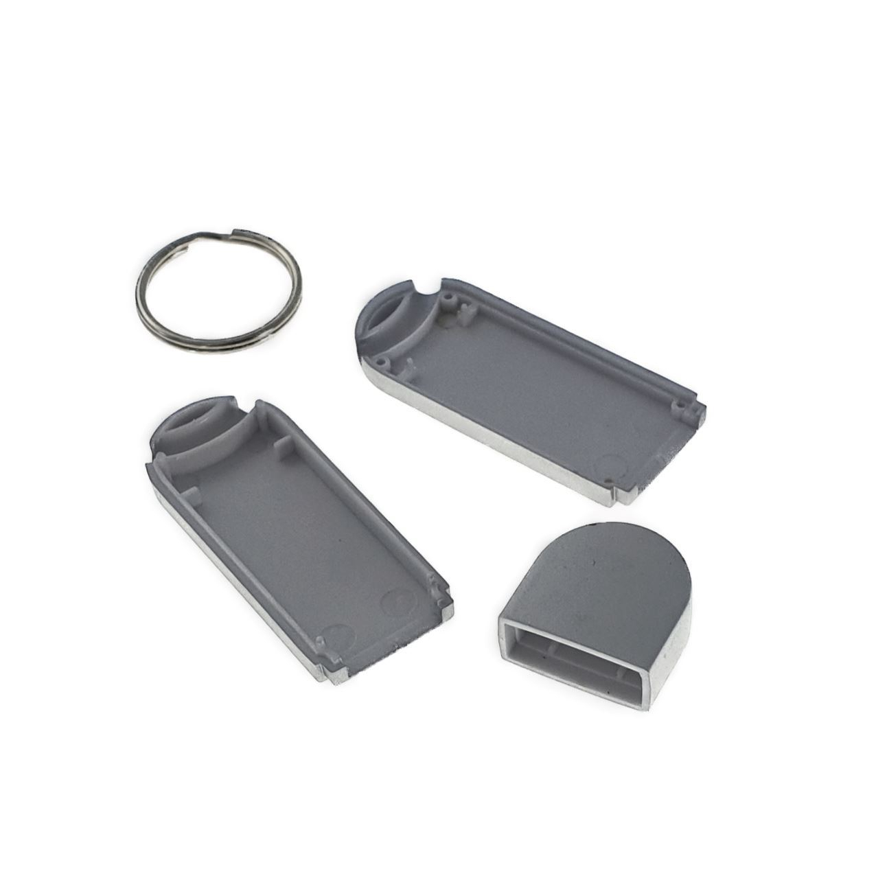 Carcasa USB-02 ,pentru memorie USB,cu capac si inel,din plastic,gri [4]