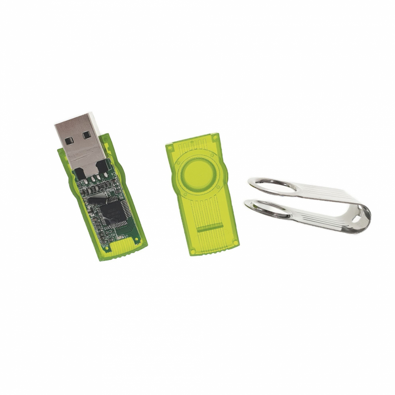 Carcasa USB-15G ,pentru memorie USB,tip rotativ, din plastic si metal, verde si argintie [3]
