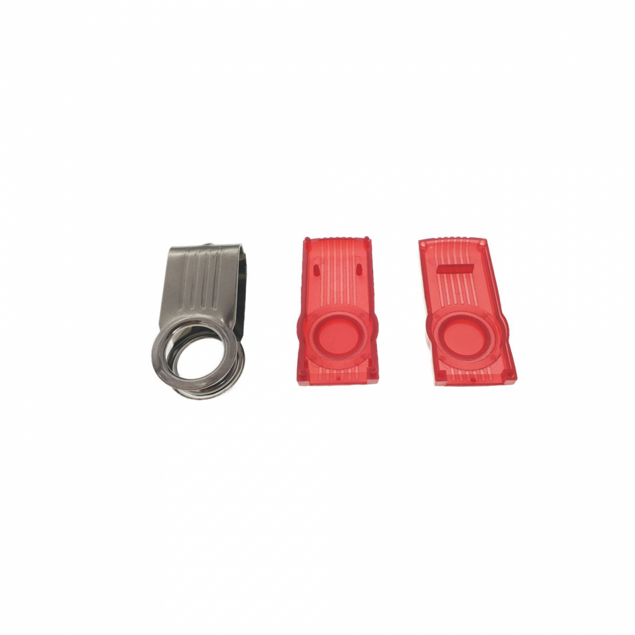 Carcasa USB-15R ,pentru memorie USB,tip rotativ, din plastic si metal, rosie si argintie [3]