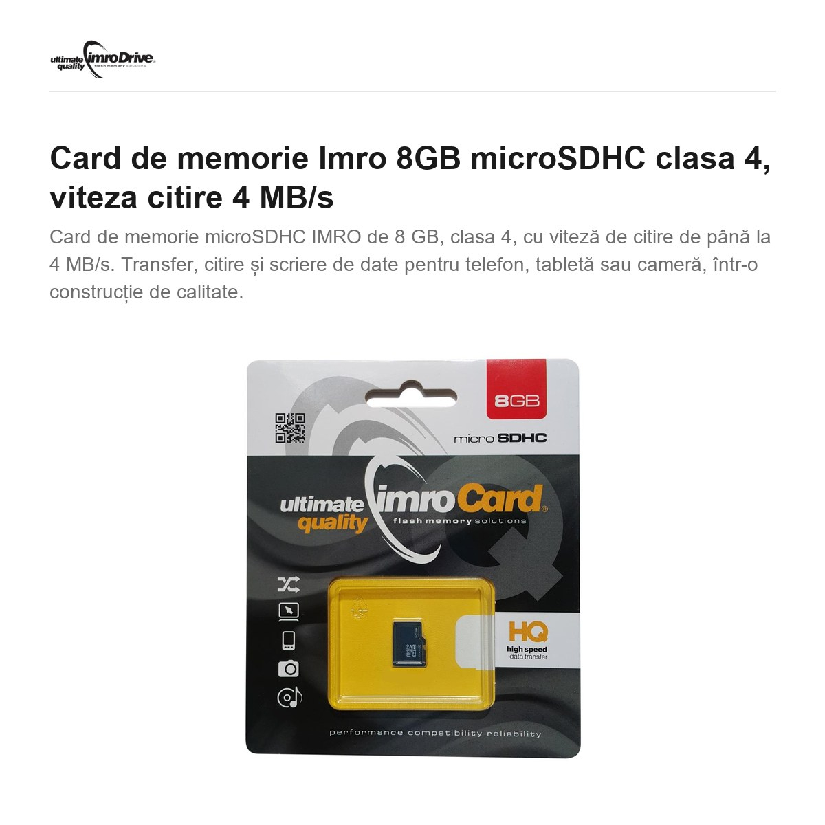 Card de memorie Imro 8GB microSDHC clasa 4, viteza citire 4 MB/s [2]