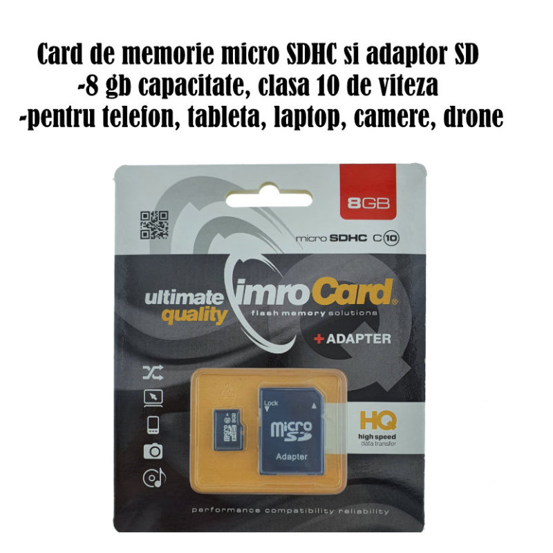 Card de memorie micro SDHC 8 Gb clasa 10, Imro 01547, cu adaptor [4]