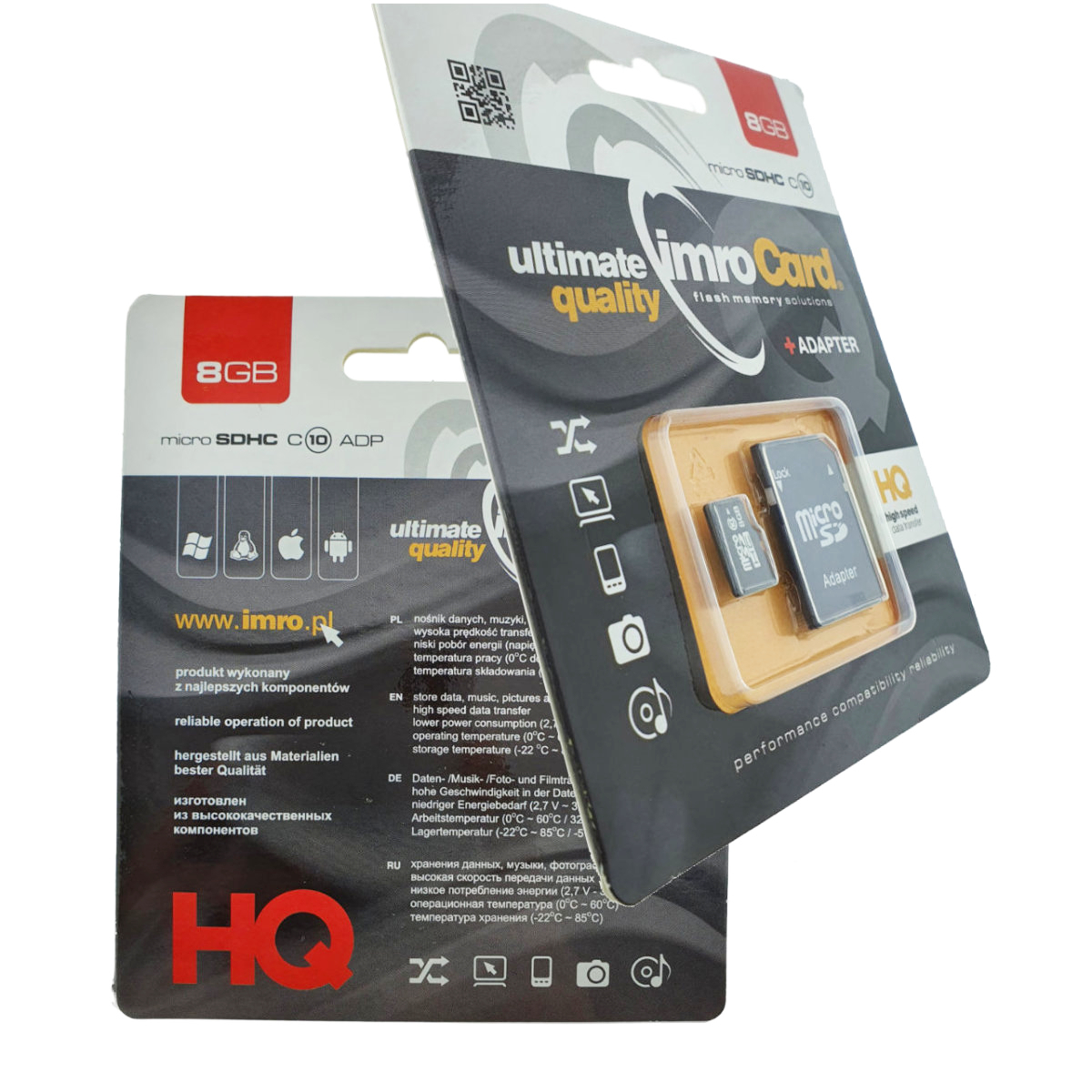 Card de memorie micro SDHC 8 Gb clasa 10, Imro 01547, cu adaptor [3]