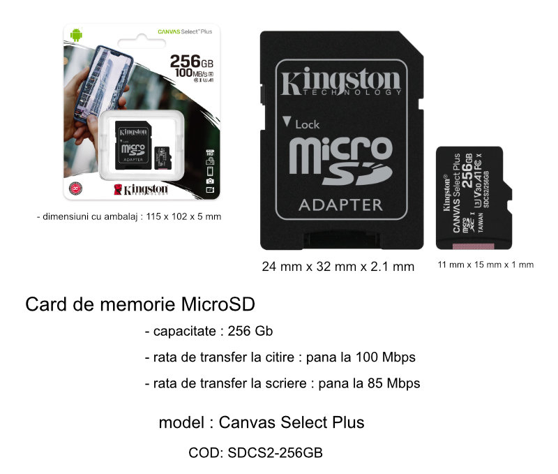 Card de memorie MicroSD Kingston Canvas Select Plus, 256GB, UHS-I, 100MB/s, cu adaptor [9]