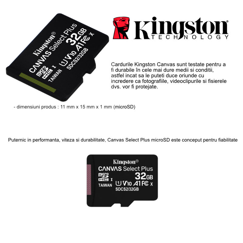 Card de memorie MicroSD, Kingston Canvas Select Plus, 32GB, UHS-I, 100MB/s, fara adaptor SD [4]