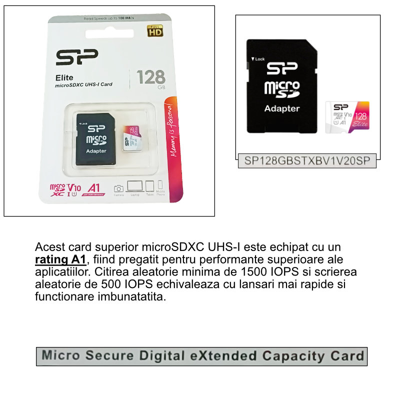 Card de memorie MicroSDXC 128 Gb, Silicon Power Elite, UHS-I U1, A1, clasa 10, cu adaptor [5]