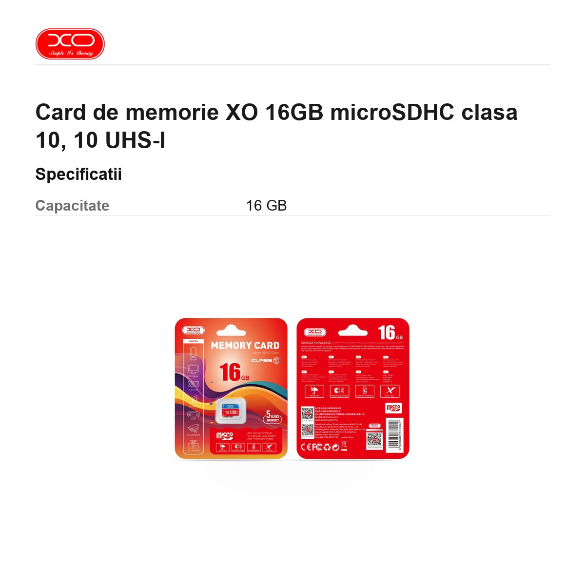 Card de memorie XO 16GB microSDHC clasa 10, 10 UHS-I [3]