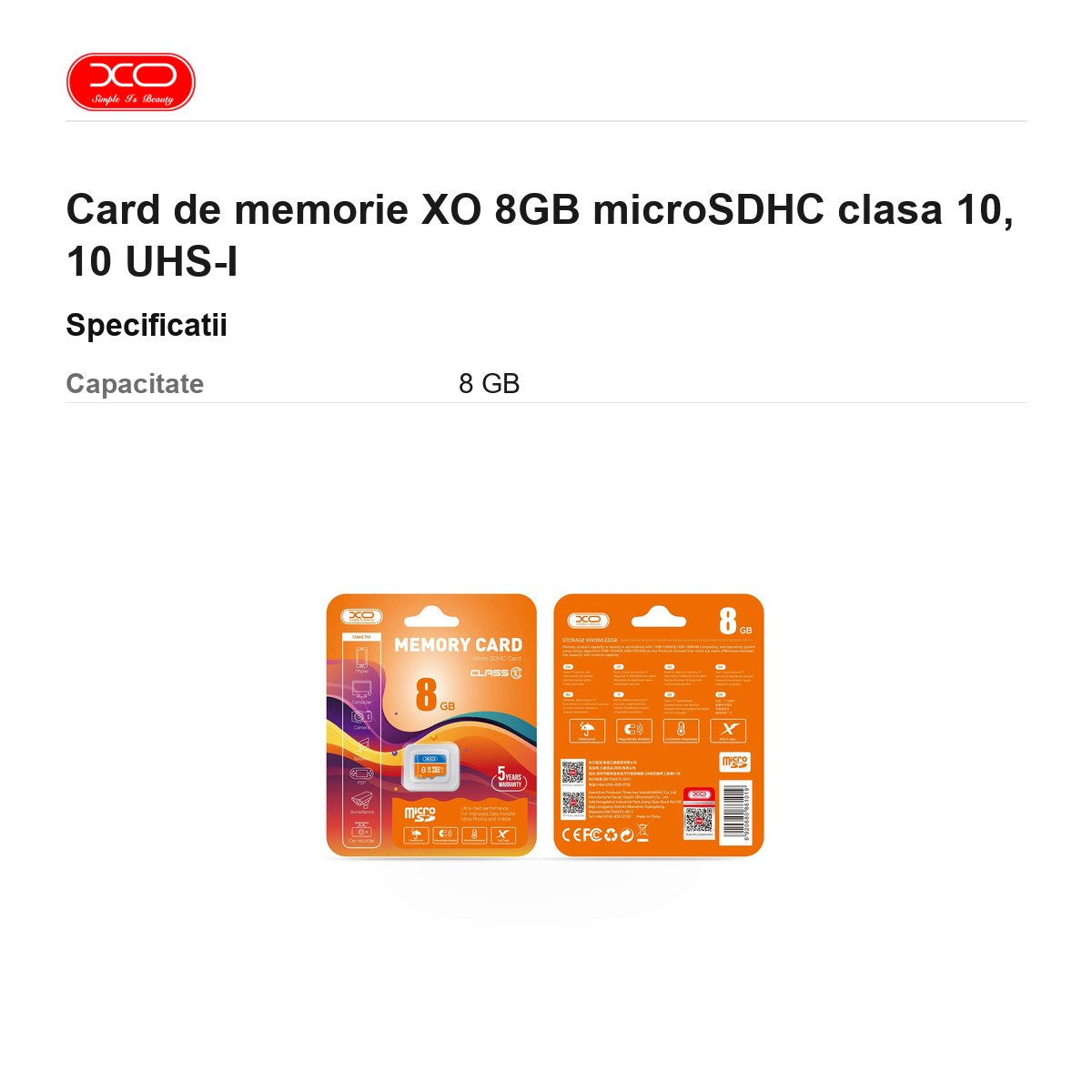 Card de memorie XO 8GB microSDHC clasa 10, 10 UHS-I [3]