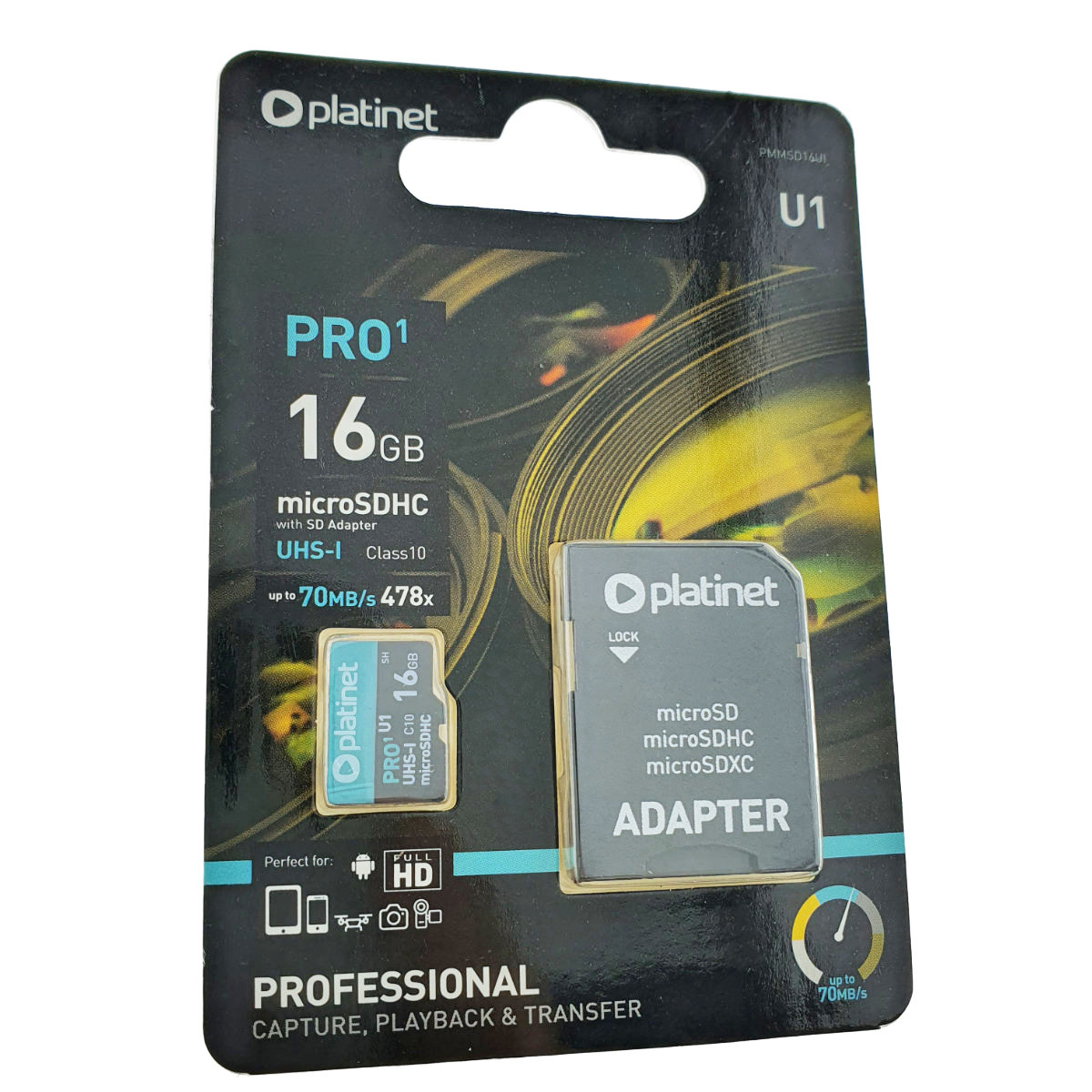 Card microSDHC 16 Gb UHS-I 70MB/S Platinet Pro 44000 , clasa 10, cu adaptor SD [3]