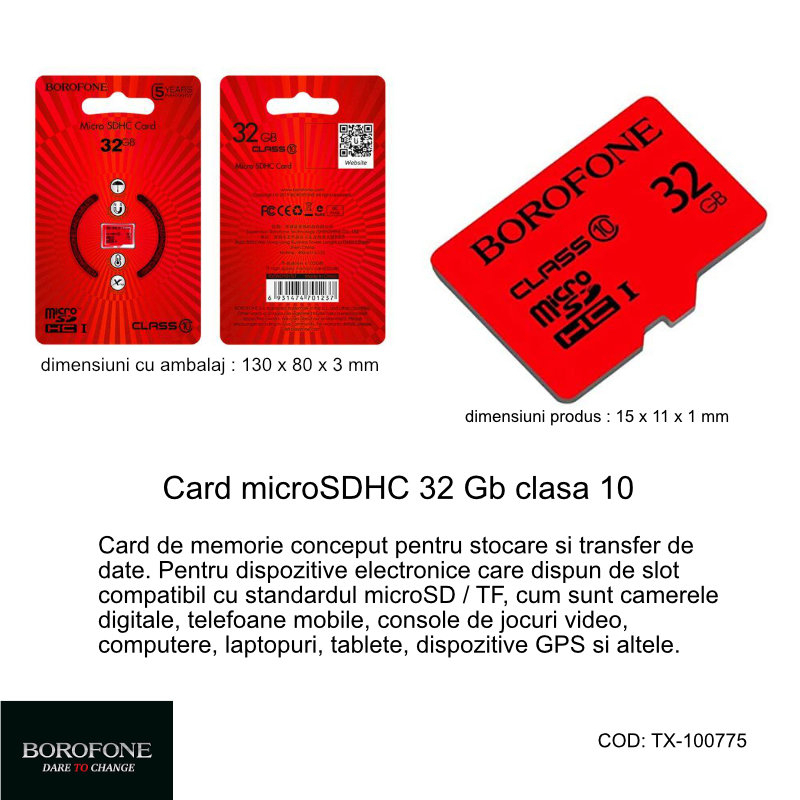 Card microSDHC 32 Gb clasa 10, Borofone, viteza citire si scriere 85 / 10 MBs [4]