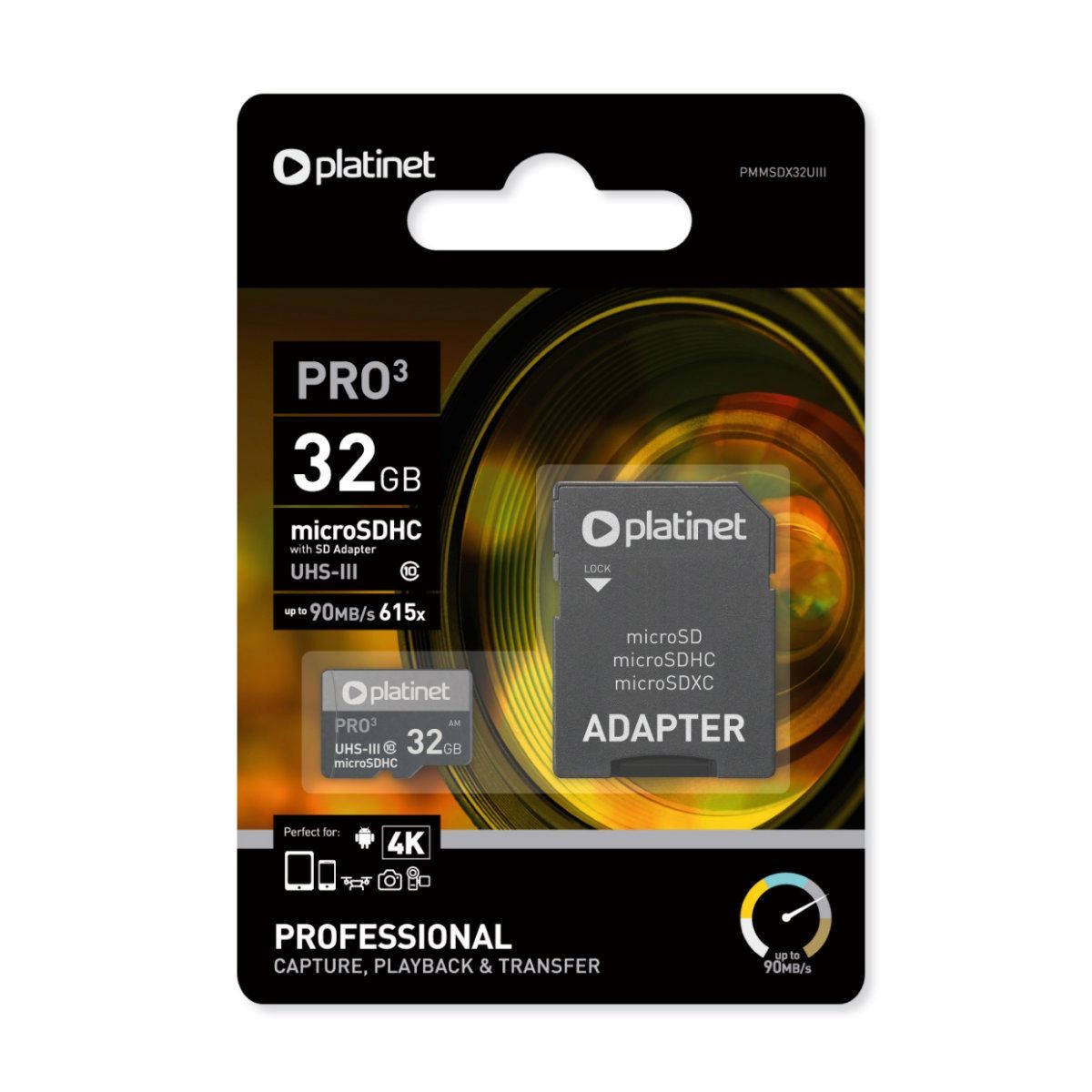 Card microSDHC 32 Gb UHS-III 70MB/S Platinet Pro 44003 , clasa 10 cu adaptor [3]
