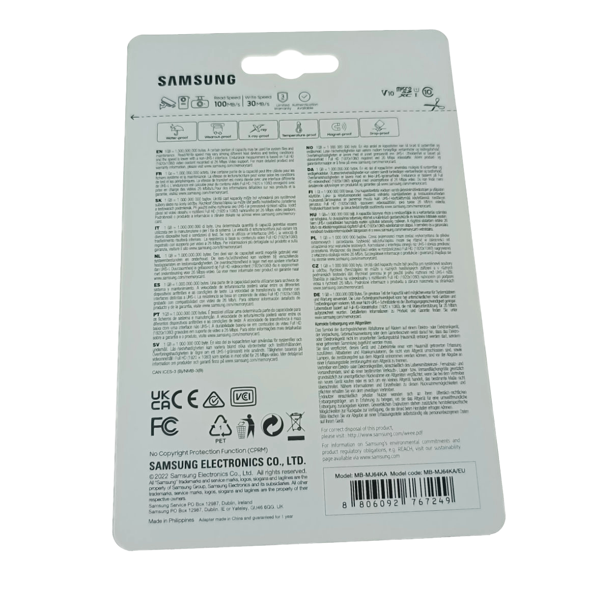 Card microSDHC 64 Gb, Samsung Pro Endurance, U1, V10, 100/30/Mb/s, cu adaptor [6]