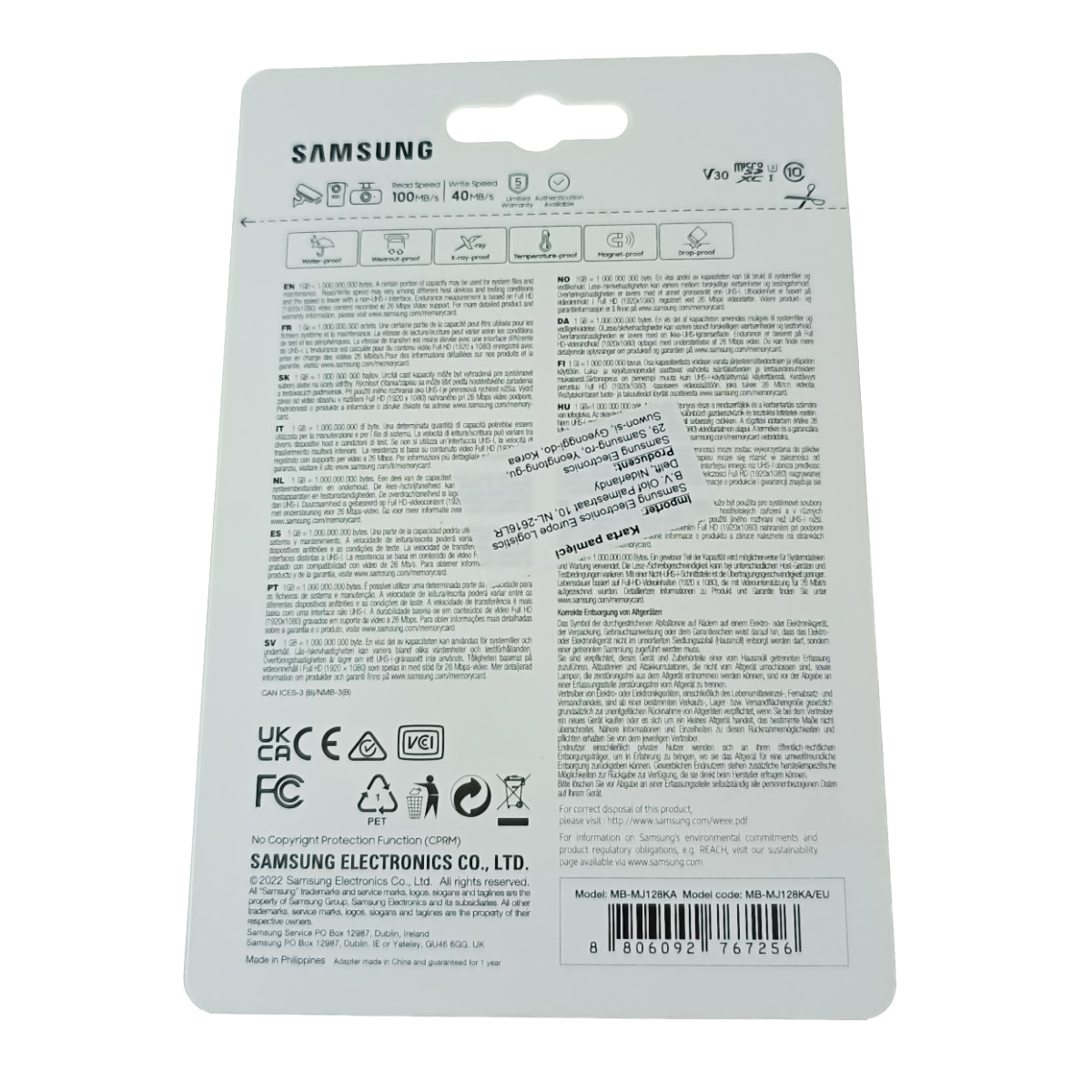 Card microSDXC 128 Gb, Samsung Pro Endurance, U3, V30, 100/40/Mb/s, cu adaptor [6]