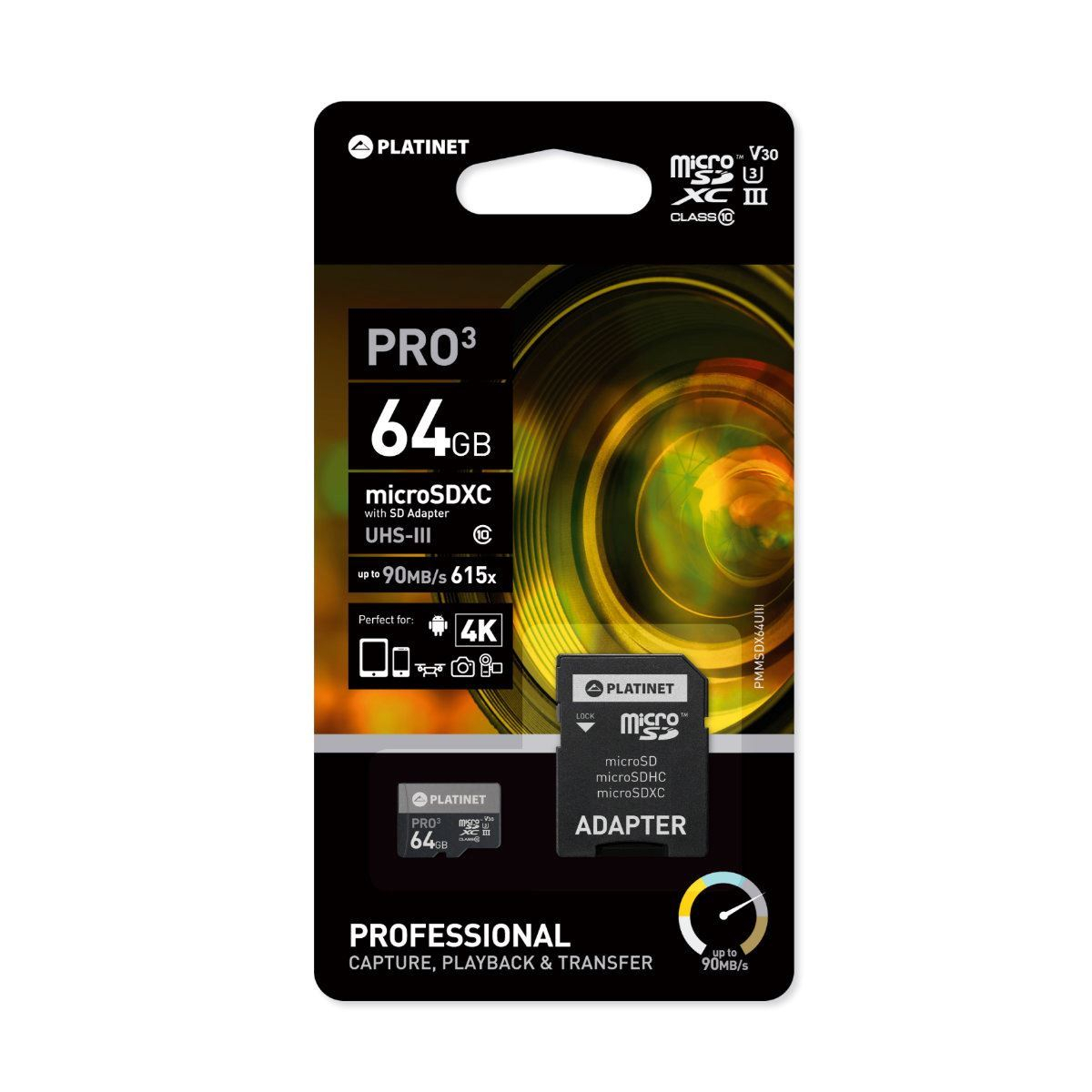 Card microSDXC 64 Gb Platinet Pro 43999 cu adaptor SD clasa 10 UIII 90Mb/s [4]