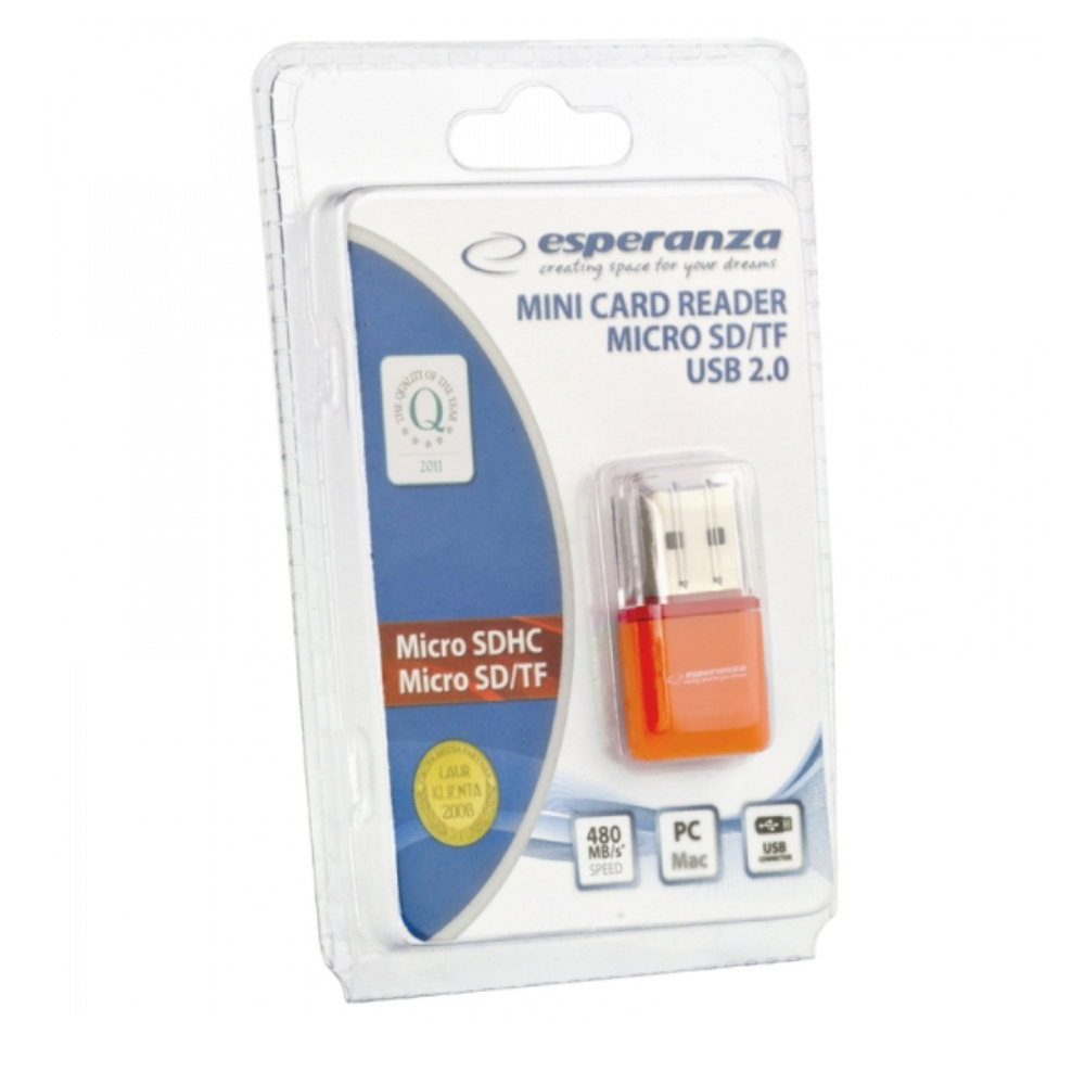 Card Reader Esperanza EA134O, USB 2.0, cititor extern carduri microSD, 480 Mb/s [4]