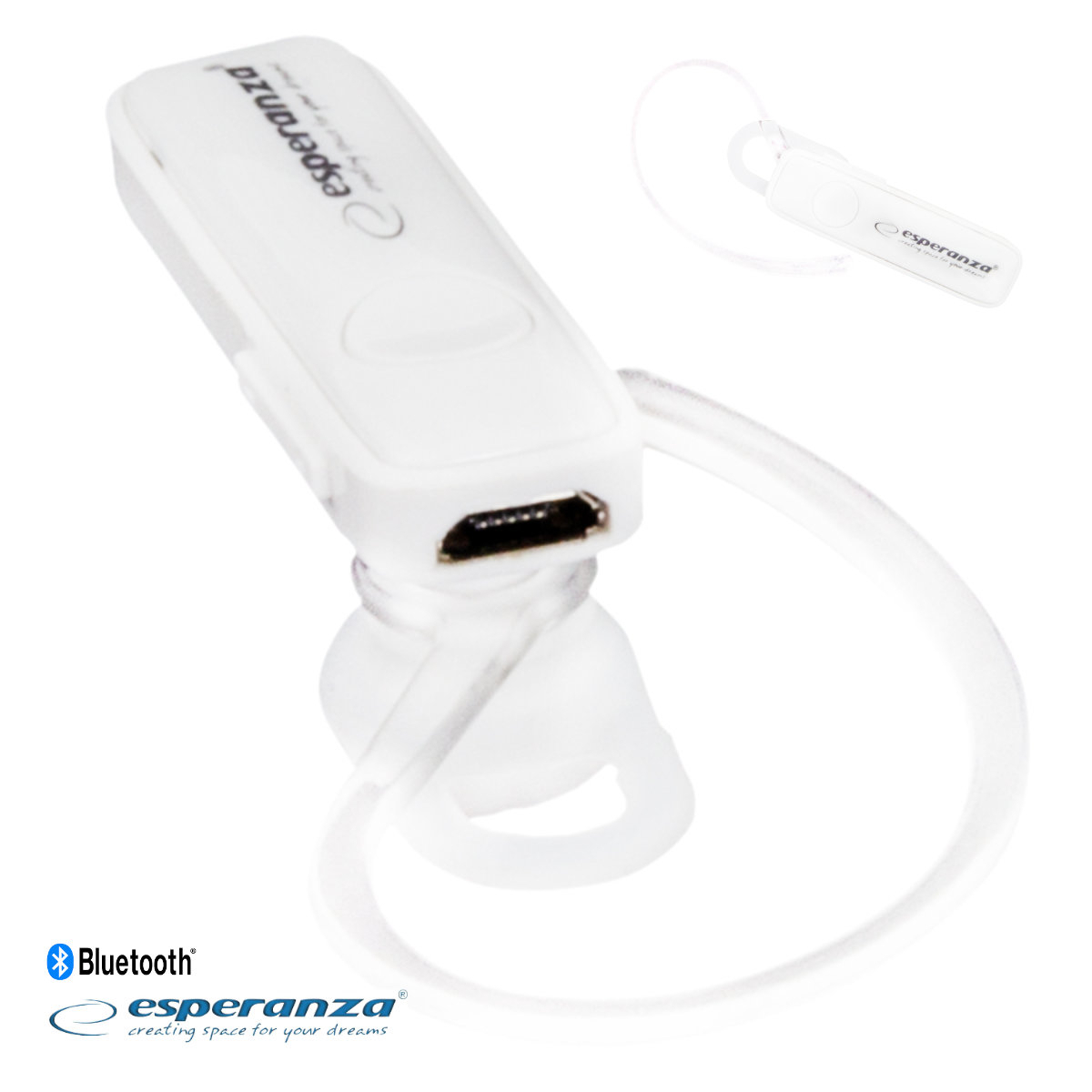 Casca wireless in-ear, Esperanza Celebes EH184W, Bluetooth v.4.2, Hands Free, conexiune multipoint, alba [2]