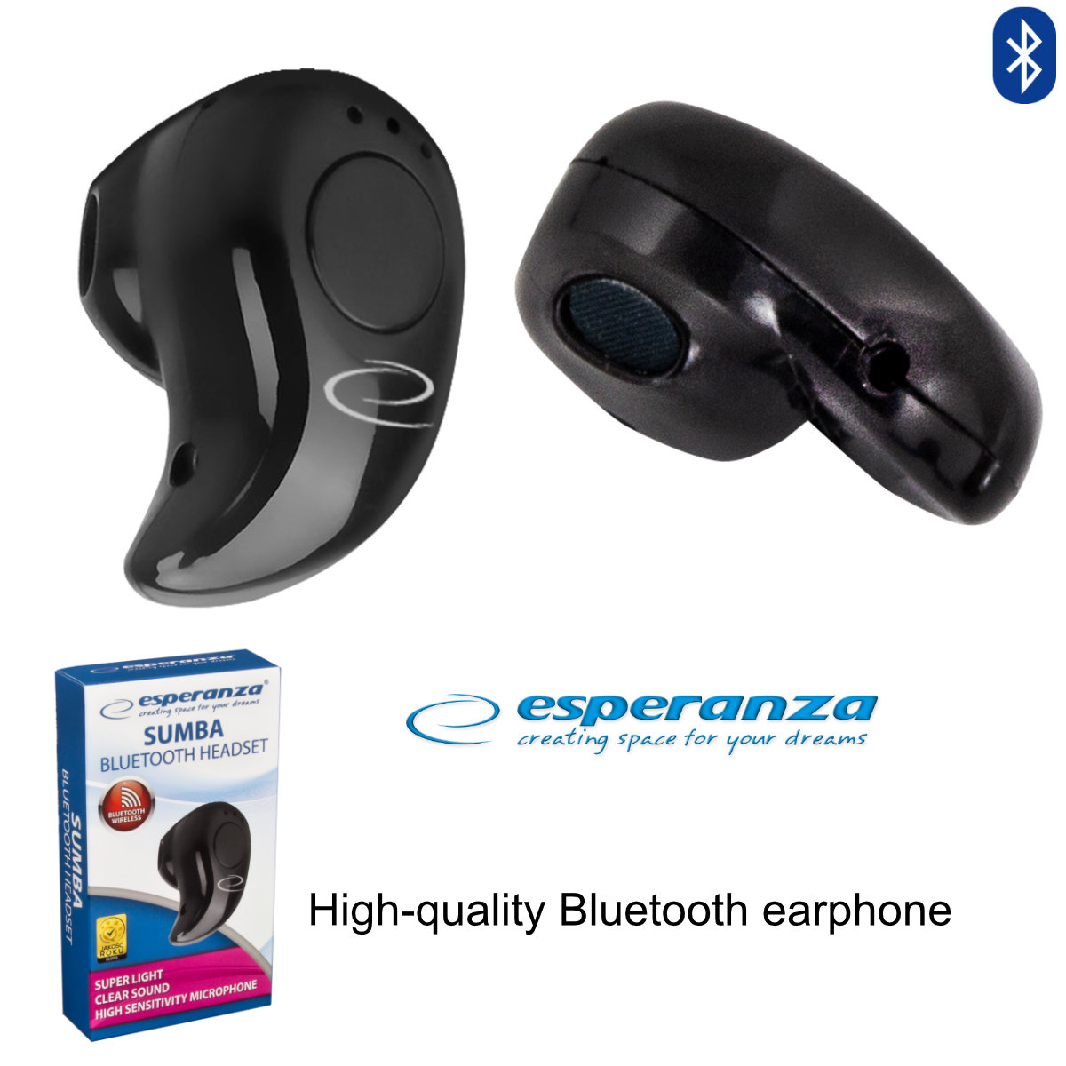 Casca wireless in-ear, Esperanza Sumba , Bluetooth v.4.2 Hands Free, conexiune multipoint, neagra [11]