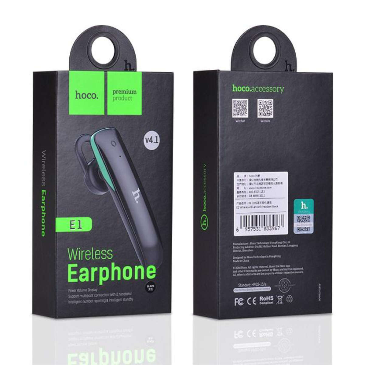 Casca wireless in-ear, Hoco E1, Bluetooth v.4.1 Hands Free, conexiune multipoint, neagra [5]