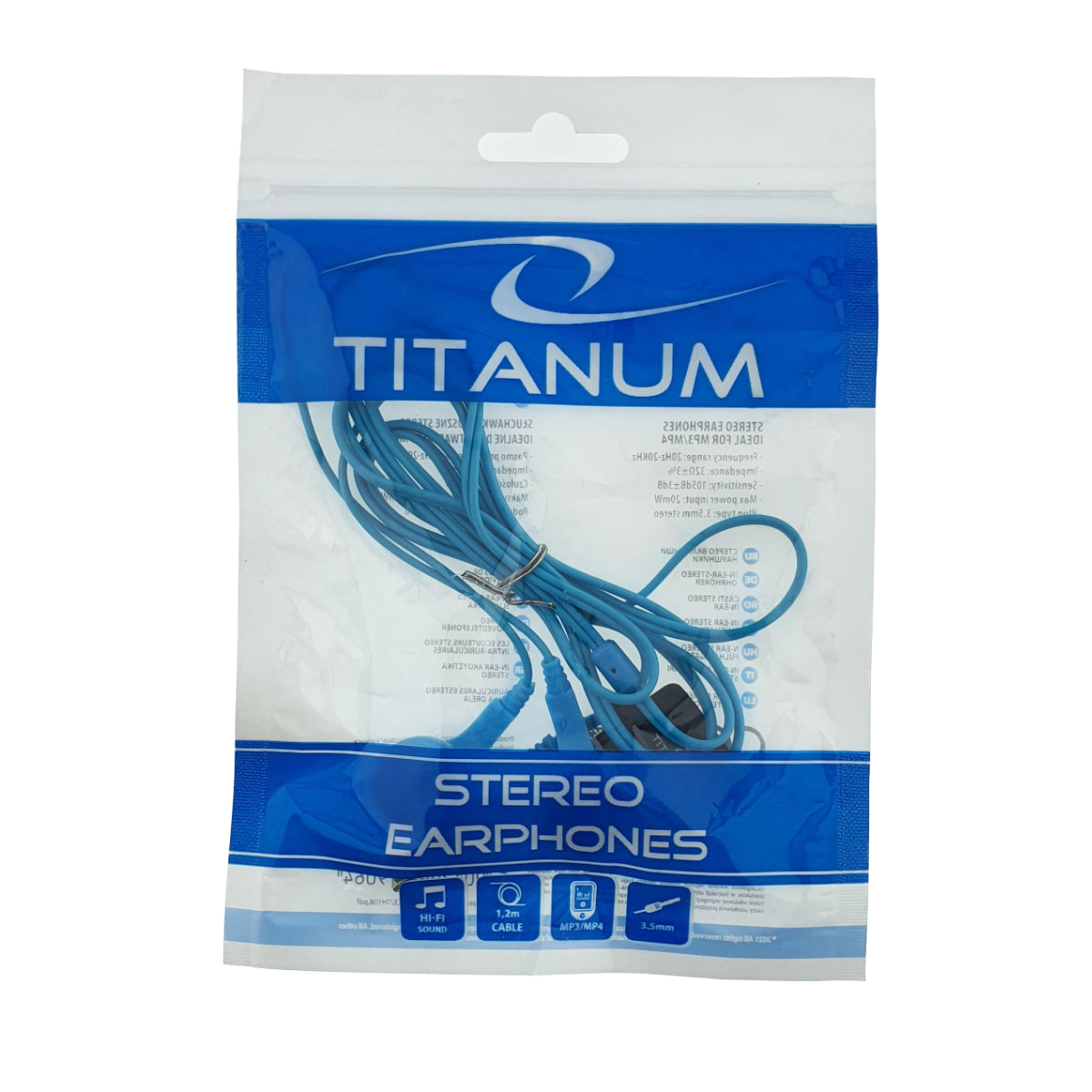 Casti audio stereo, in-ear, Titanum 91906, conector jack 3.5mm, cablu 115 cm, albastre [5]