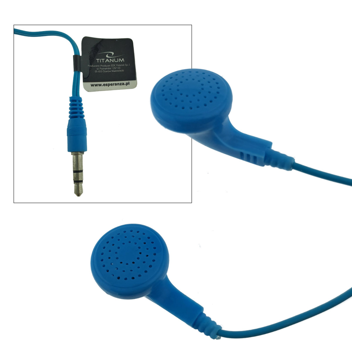 Casti audio stereo, in-ear, Titanum 91906, conector jack 3.5mm, cablu 115 cm, albastre [2]