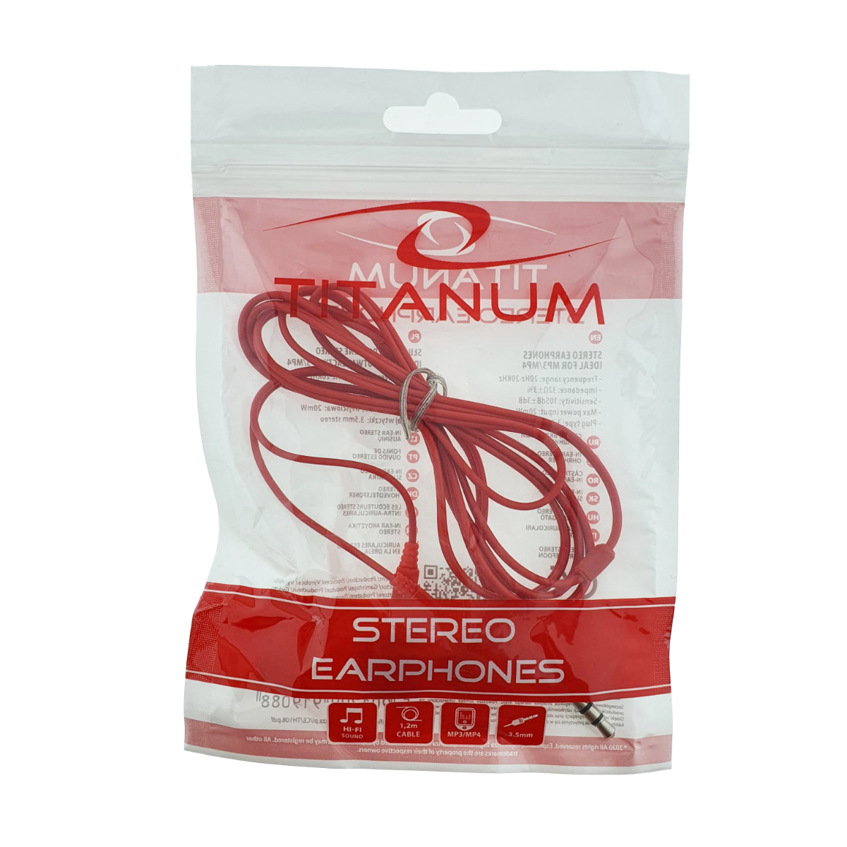 Casti audio stereo, in-ear, Titanum 91908, conector jack 3.5mm, cablu 115 cm, rosii [4]