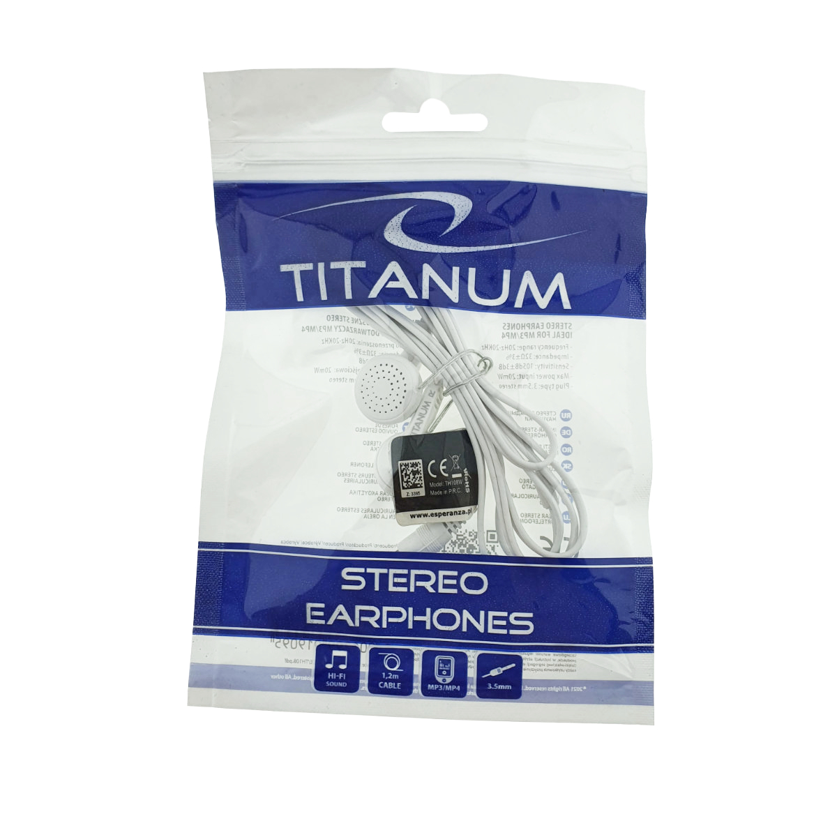 Casti audio stereo, in-ear, Titanum 91909, conector jack 3.5mm, cablu 115 cm, albe [4]