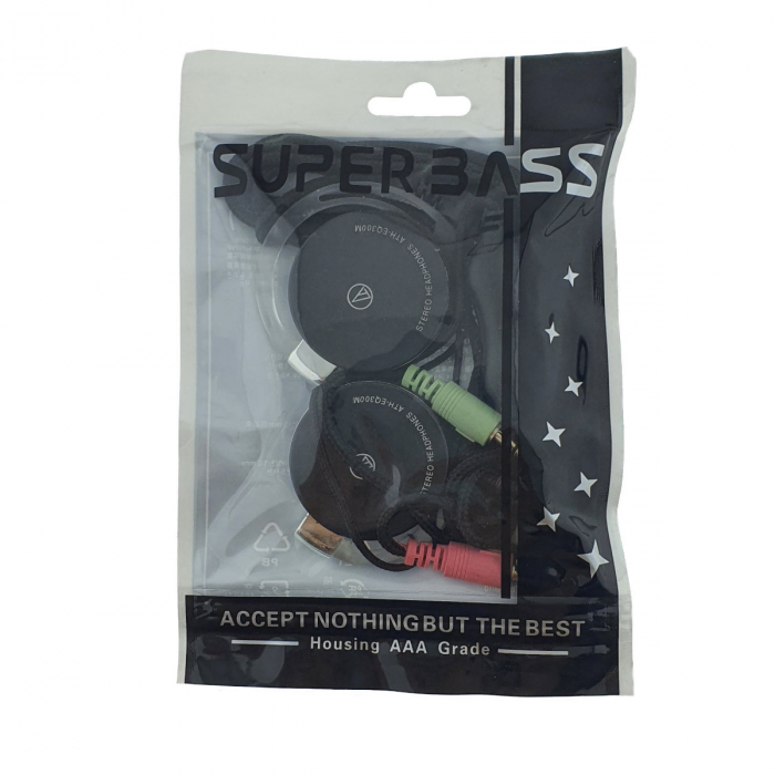 Casti audio stereo On-ear, ATH-EQ300M, cu microfon, 2 x conectori jack 3.5mm, cablu 215 cm, negre [4]