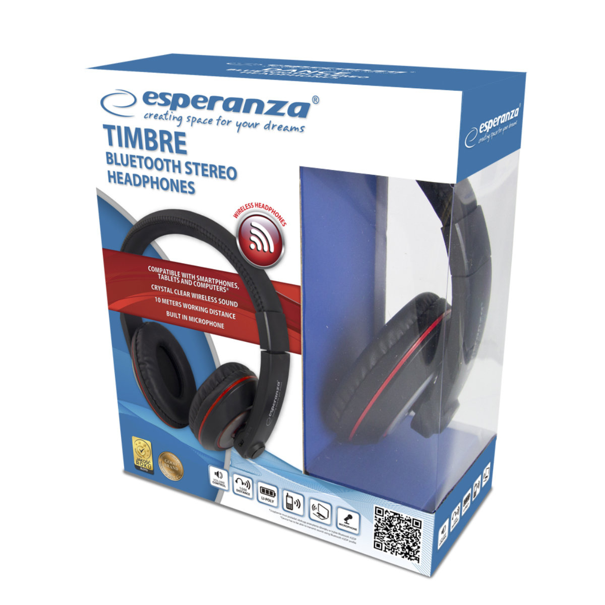 Casti Bluetooth v.5.0, Esperanza Timbre, cu microfon, negre [4]