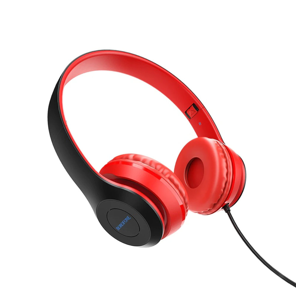 Casti Borofone Star B05 Red-Black, On-Ear, cu microfon, conector jack 3.5mm, pentru smartphone, cablu 1.2 m, pliabile, rosii cu negru [9]