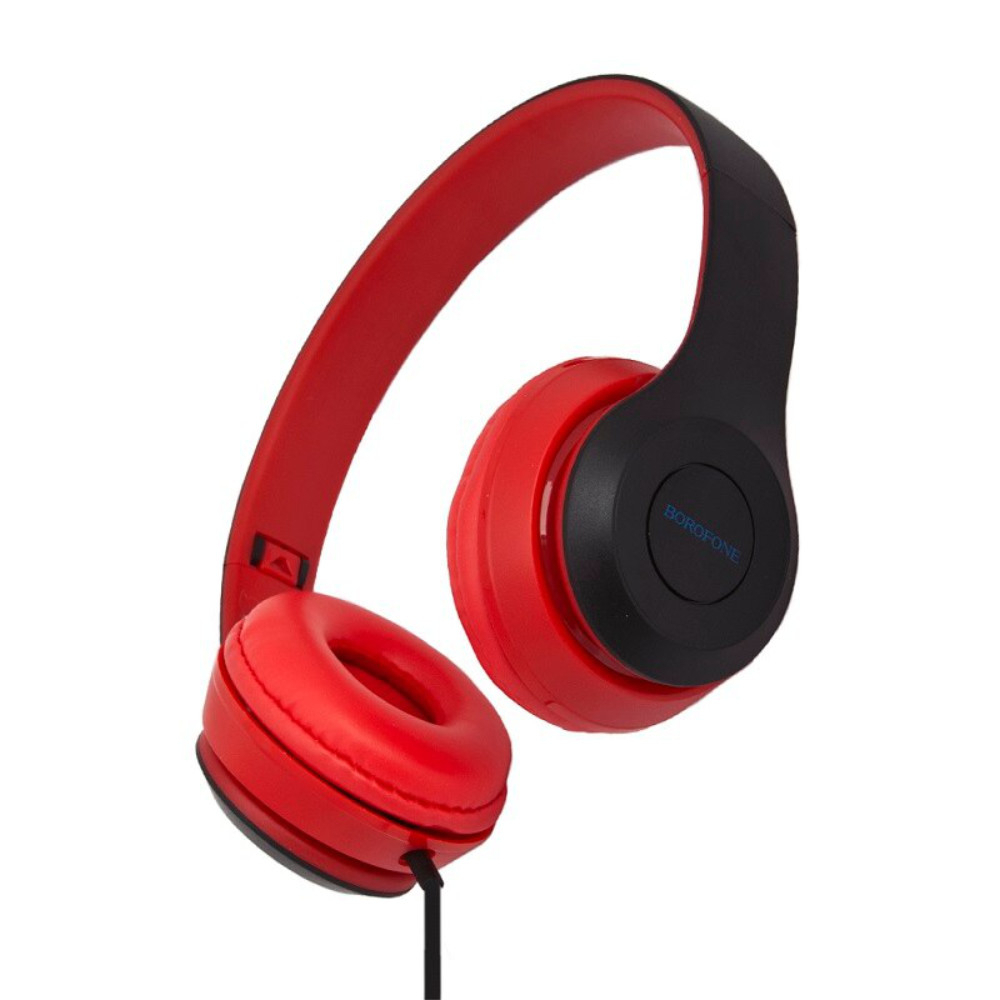 Casti Borofone Star B05 Red-Black, On-Ear, cu microfon, conector jack 3.5mm, pentru smartphone, cablu 1.2 m, pliabile, rosii cu negru [10]