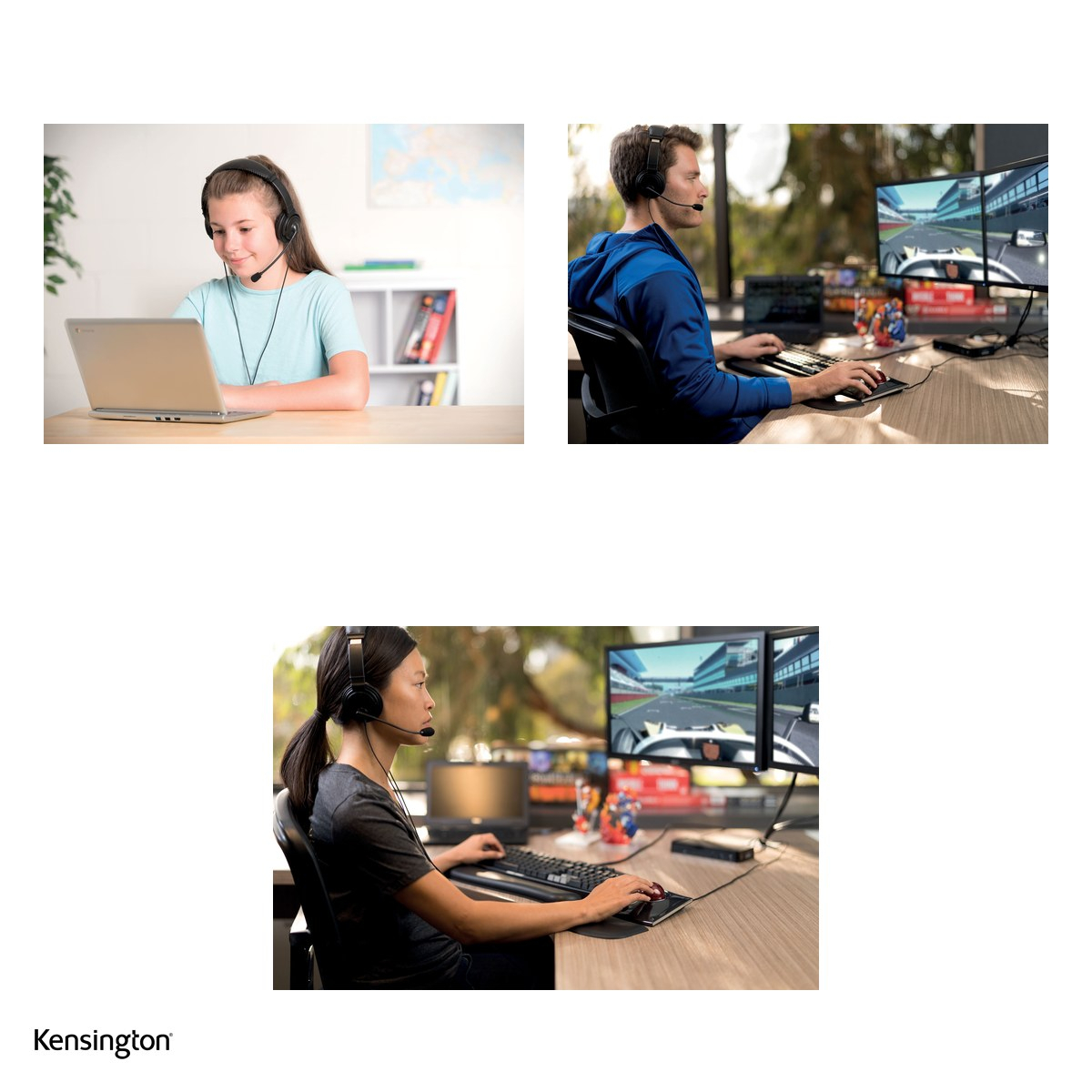 Casti cu fir Kensington Hi-Fi, cu microfon cu anulare a zgomotului, conectare USB, negre [4]