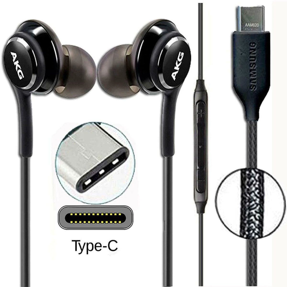 Casti cu microfon, Samsung AKG EO-IG955 GALAXY S10 plus, control pe fir, cablu 115 cm, conector USB Tip C, negre [12]
