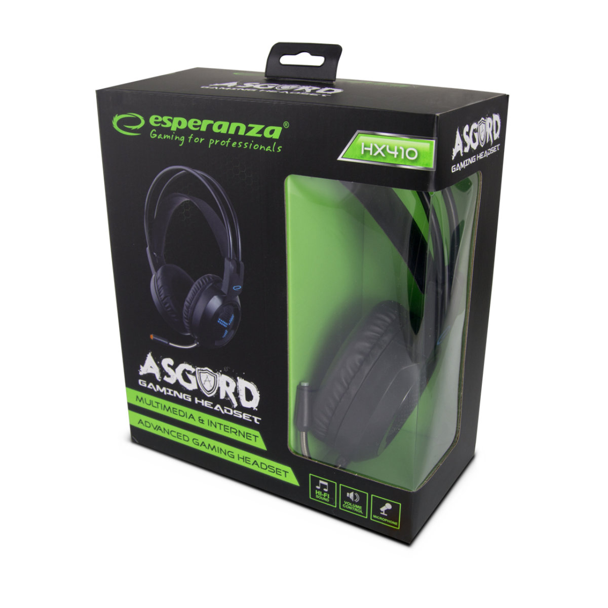 Casti gaming cu LED, Esperanza Asgard, cu microfon, control volum, negru cu albastru [4]