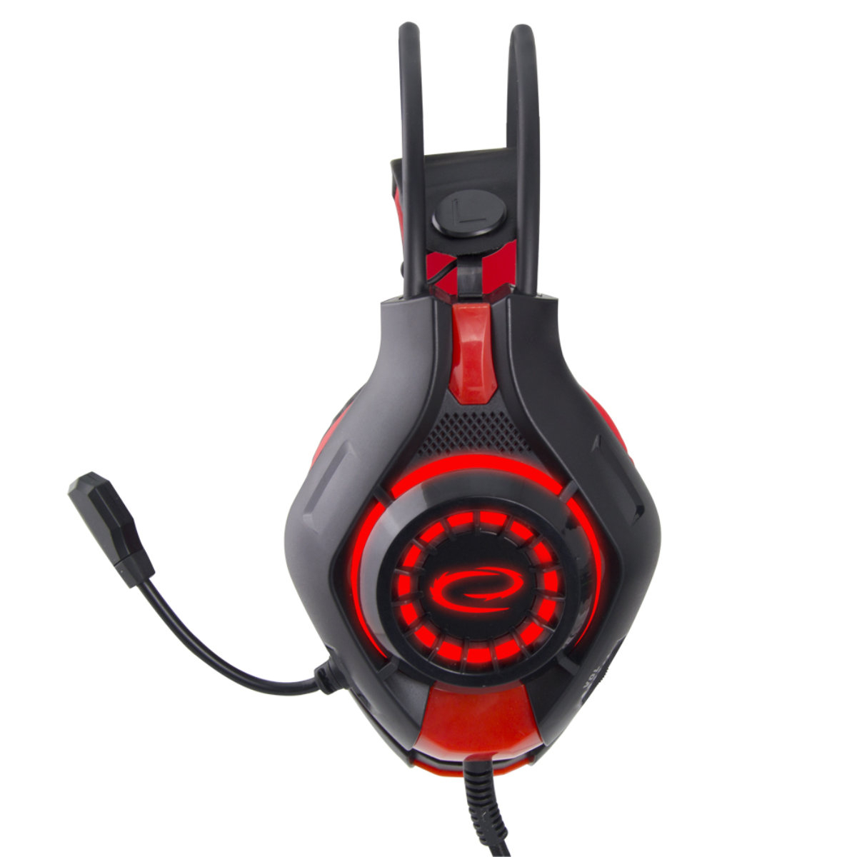 Casti gaming cu LED, Esperanza Deathstrike, cu microfon, control volum, negru cu rosu [7]