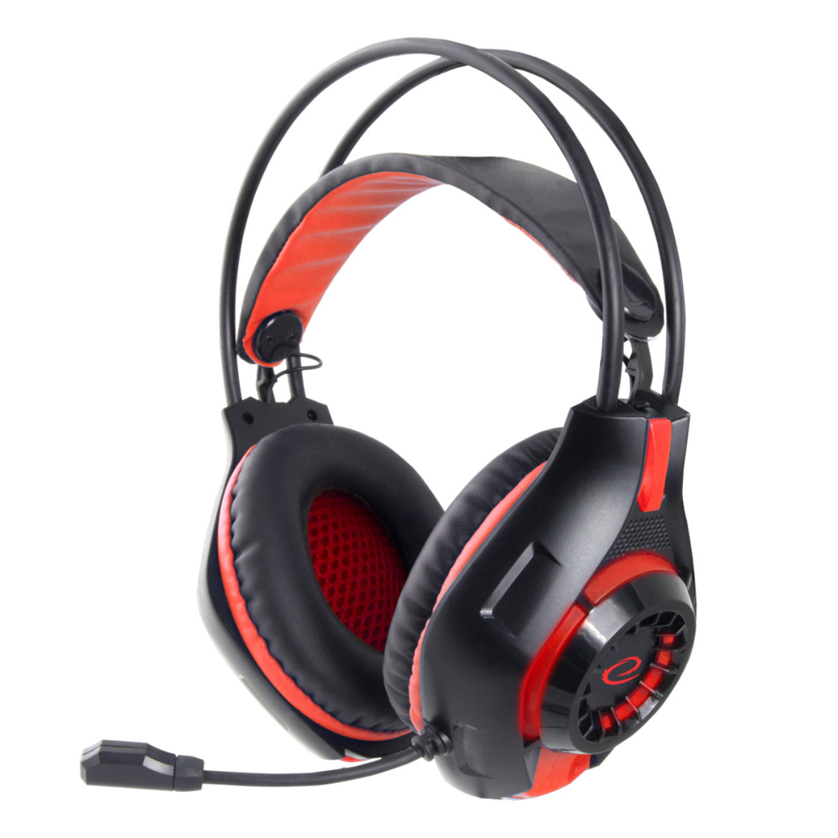 Casti gaming cu LED, Esperanza Deathstrike, cu microfon, control volum, negru cu rosu [5]