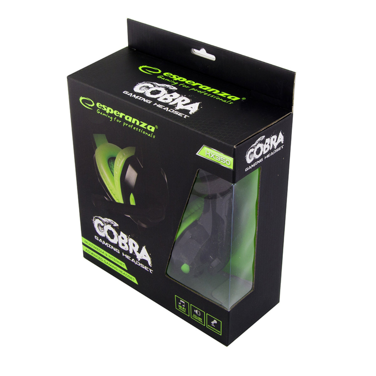 Casti gaming, Esperanza Cobra, cu microfon, control volum, negru cu verde [6]