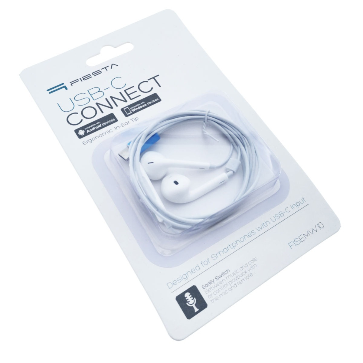 Casti in-ear cu microfon, Fiesta FISEMW10, conector USB Tip C, control pe fir, lungime cablu 120 cm, albe [13]