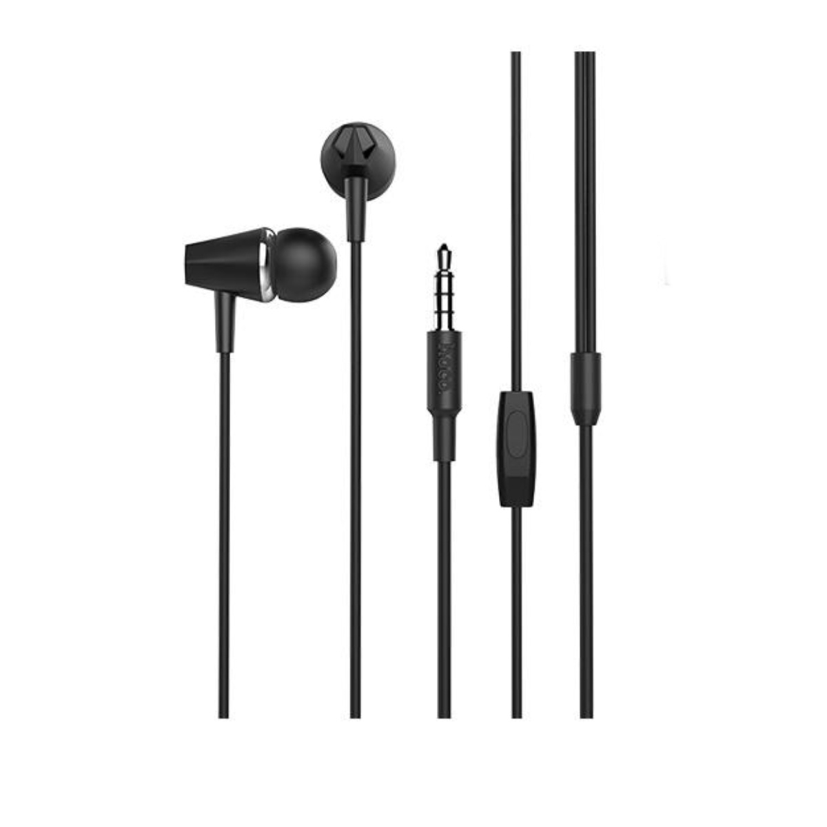 Casti in-ear cu microfon, HOCO Honor M34, conector tip Jack 3.5 mm, control pe fir, lungime cablu 120 cm, negre [9]