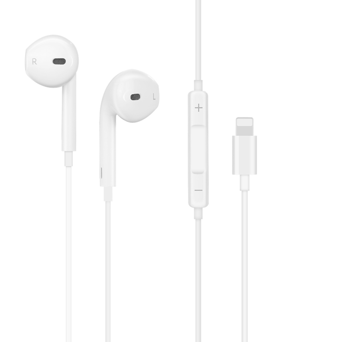 Casti in-ear cu microfon, HOCO L7 plus, pentru smartphone, conector Lightning, control pe fir, cablu 115 cm, albe [8]