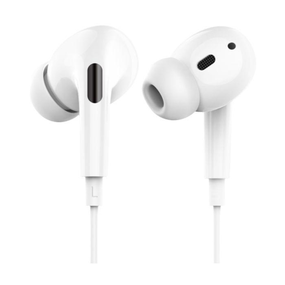 Casti in-ear cu microfon, HOCO M1 PRO, pentru smartphone, conector Lightning, control pe fir, cablu 115 cm, albe [7]