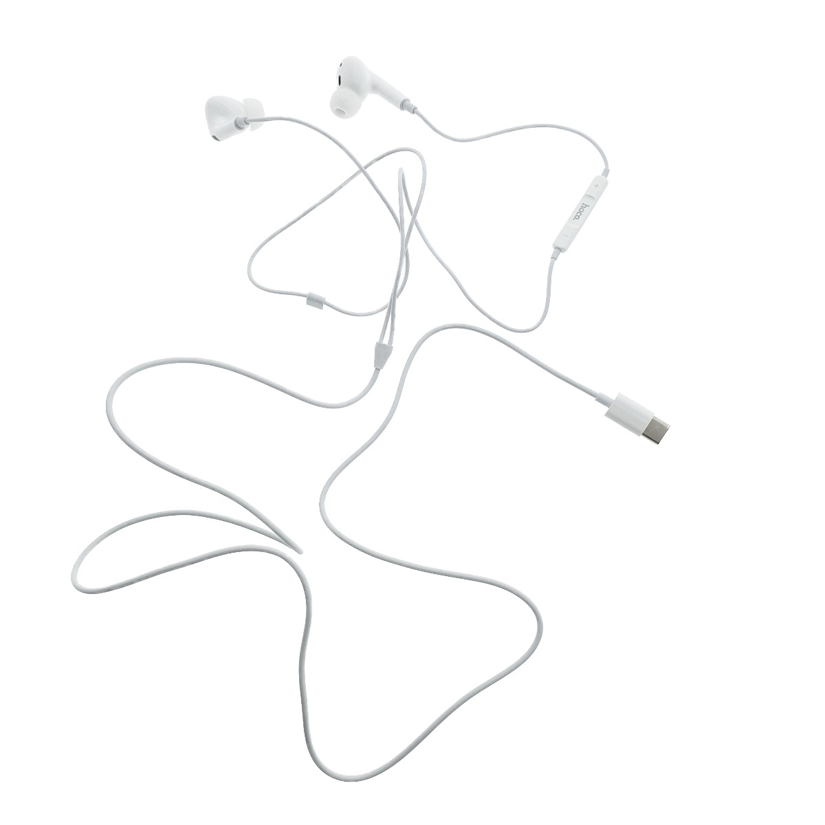 Casti in-ear cu microfon, HOCO M1 PRO, pentru smartphone, conector USB Tip C, control pe fir, cablu 115 cm, albe [11]